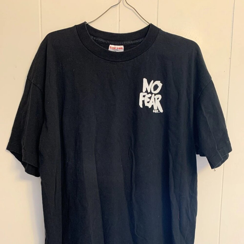 90s No Fear gear "Will Work For Sex" T Shirt Black Sz XL Nice - Single Stitch